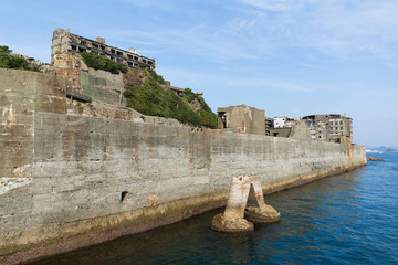 Abandoned Gunkanjima in nagasaki city of Japan