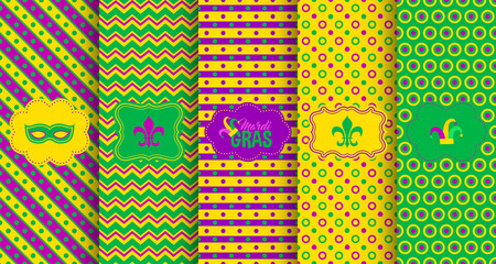 Bright abstract mardi gras pattern set © Hanna