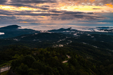 Fototapeta na wymiar Sunrise at Doi Intanon National Park VIew point, Chiang Mai Thai