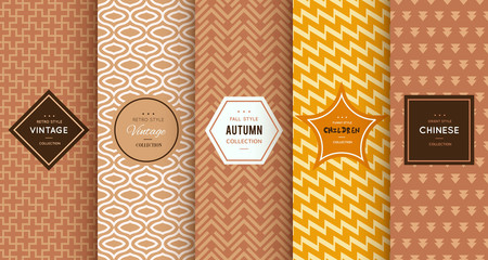 Retro different vector seamless patterns - 135334358
