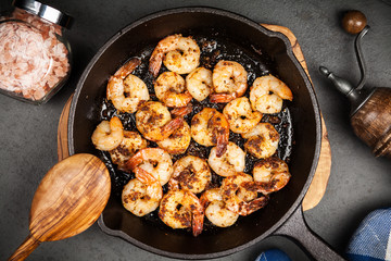 Shrimps in a skillet