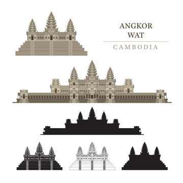 Angkor Wat, Cambodia, Objects, Colourful, Silhouette and Line