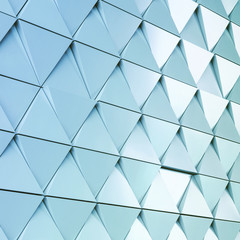 Fototapeta na wymiar Abstract 3D illustration of modern aluminum ventilated facade of triangles