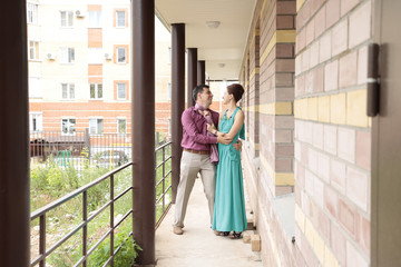 Beautiful couple outdoors in a summer