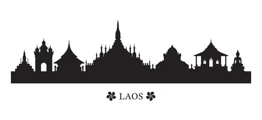 Fotobehang Laos Landmarks Skyline in Silhouette, Cityscape, Travel and Tourist Attraction © muchmania