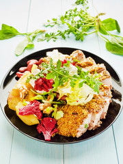 Pork ribs with veggies and herbs