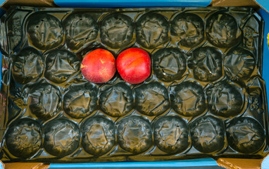 Empty Fruit Box At A Farmer's Market