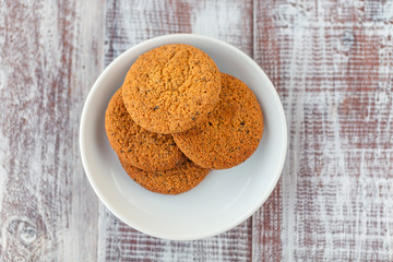 cookie in dish on a wooden background