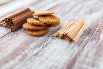 cookie in dish on a wooden background