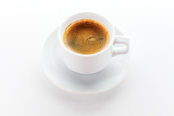 coffee isolated on a white wooden table