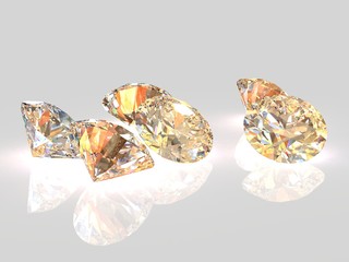 Luxury gold diamonds on whte backgrounds - clipping path. isolated