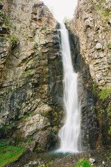 Fototapeta na wymiar Natural Landmark Gveleti Big Waterfalls In The Darial Gorge, Dariali Gorge