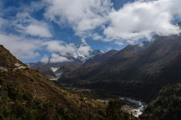 Naklejka na ściany i meble Trekking in Nepal, Himalayas