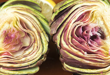 Fototapeta premium Open artichokes closeup