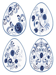 Blue Floral Easter Eggs