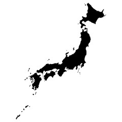 Карта Японии в высоком разрешении. Детальная векторная иллюстрация.