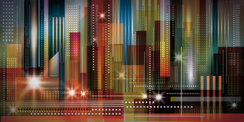 Cityscape night background. Vector Illustration - 135344303