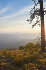 Sunset on the Prairie Hill a beautiful evening Warm in the winter