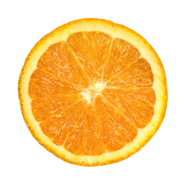 Cross section Orange juice on white background