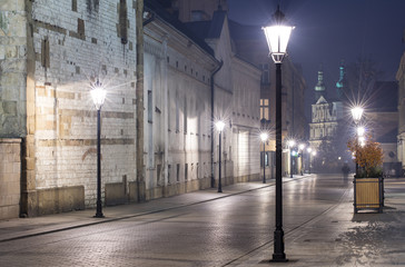 Naklejka premium a lot of streets lights in Krakow