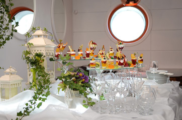 A buffet table at the festival
