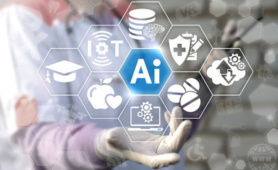 AI IT iot medicine integration automation computer health care web big data concept. Artificial...