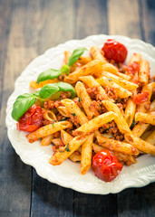 Pasta bolognese on the plate 
