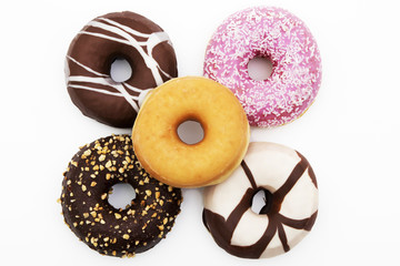 fresh donuts on a white background