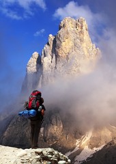 Obraz premium cima di campido in pale di san martino with tourist