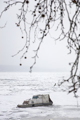 Boat on a frozen river