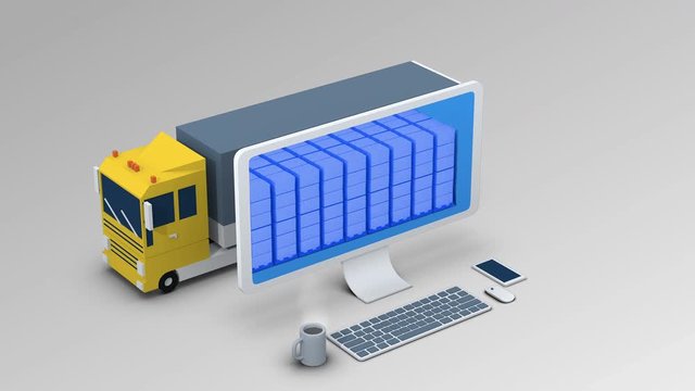 a cargo vehicle is going through a mobile x-ray control. Cargo scanning for use in presentations, education manuals, design, etc