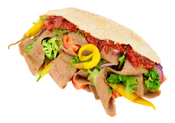 Doner Kebab And Salad In Pitta Bread