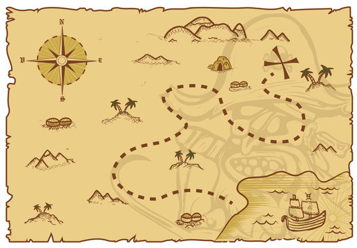 Illustration of a pirate map concept