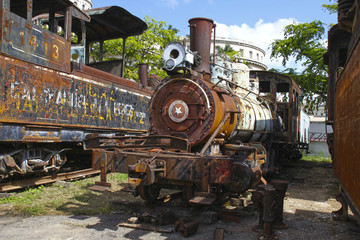 CUBA, HAVANA, NOVEMBER 2010, old steam locomotives are at the ce