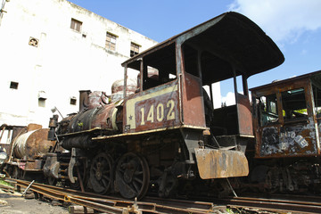 CUBA, HAVANA, NOVEMBER 2010, old steam locomotives are at the ce