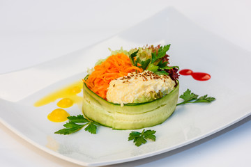 Salad with Korean carrot on a white background