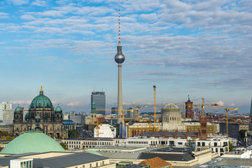 Fototapeta na wymiar panorama of Berlin downtown seen from Gendarmenmarkt