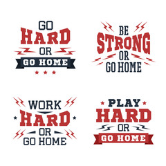 Set of inspirational red and black vector lettering on white background. Sports motivation.