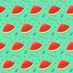 Seamless background with juicy slices of watermelon. Pattern.