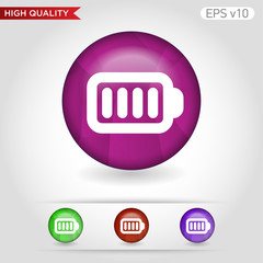 Colored icon or button of battery symbol with background