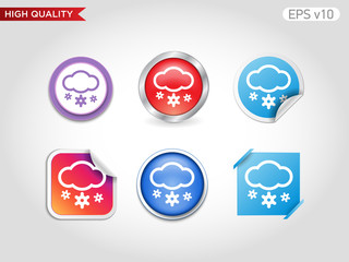 Colored icon or button of snow symbol with background