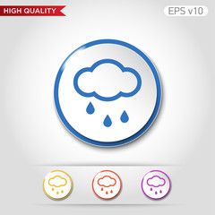 Colored icon or button of rain symbol with background