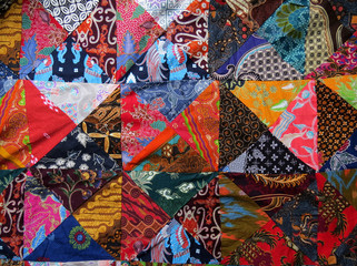 Batik quilt closeup