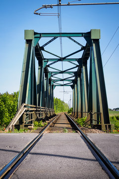 Steel railroad bridge