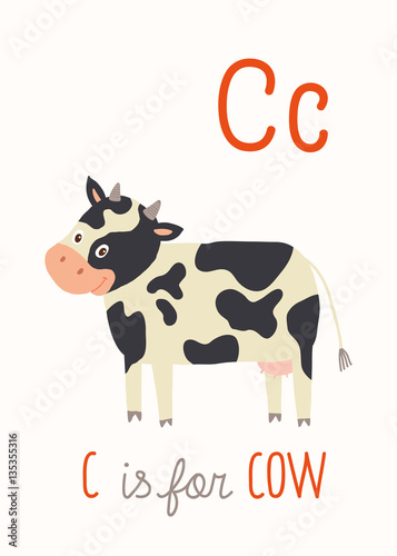 "C is for Cow. ABC Kids Wall Art. Farm Alphabet Card." Stock image and ...