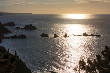 Fototapeta na wymiar Evening Atlantic ocean coastline, Asturias, Spain.