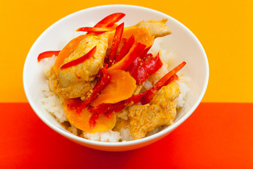 Chicken in the Asian. Fried chicken with sweet peppers