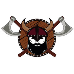 emblem Viking warrior skull  logo 