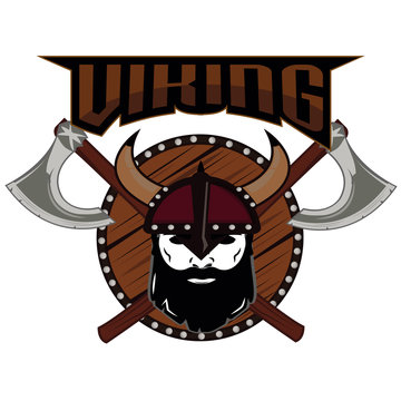 emblem Viking warrior skull  logo 