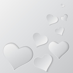   Paper cut hearts  vector background